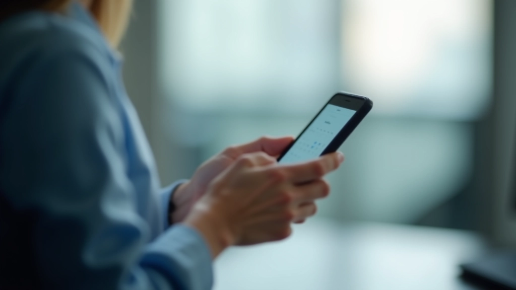 Person checking smartphone notification on screen showing calendar alert message and meeting details reminder